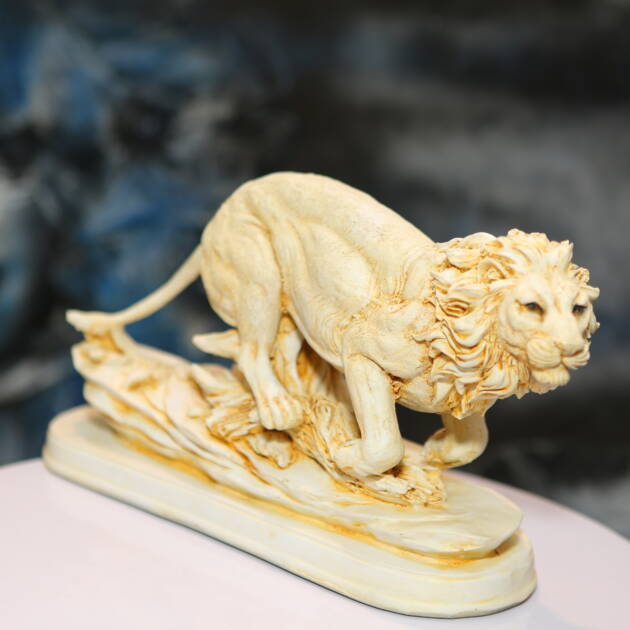 Solid Wood Carving-Lion Figurine