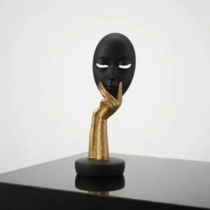 Black & Gold Face Mask Sculpture