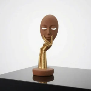 Brown & Gold Face Mask Sculpture